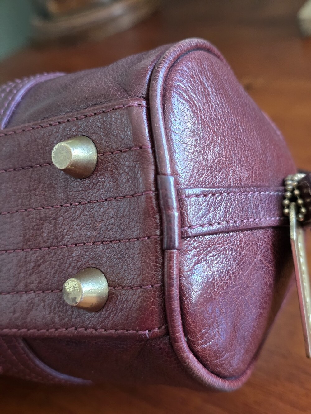 Coach 9707 Glazed Water Buffalo Roll Barrel Bag Mahogany Leather Vintage - Picture 12 of 16